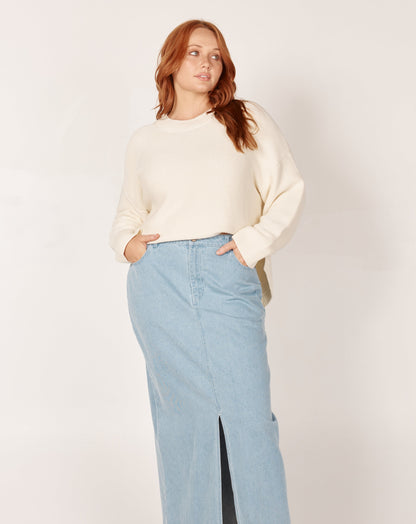 Melody Midi Skirt | Light Blue Wash