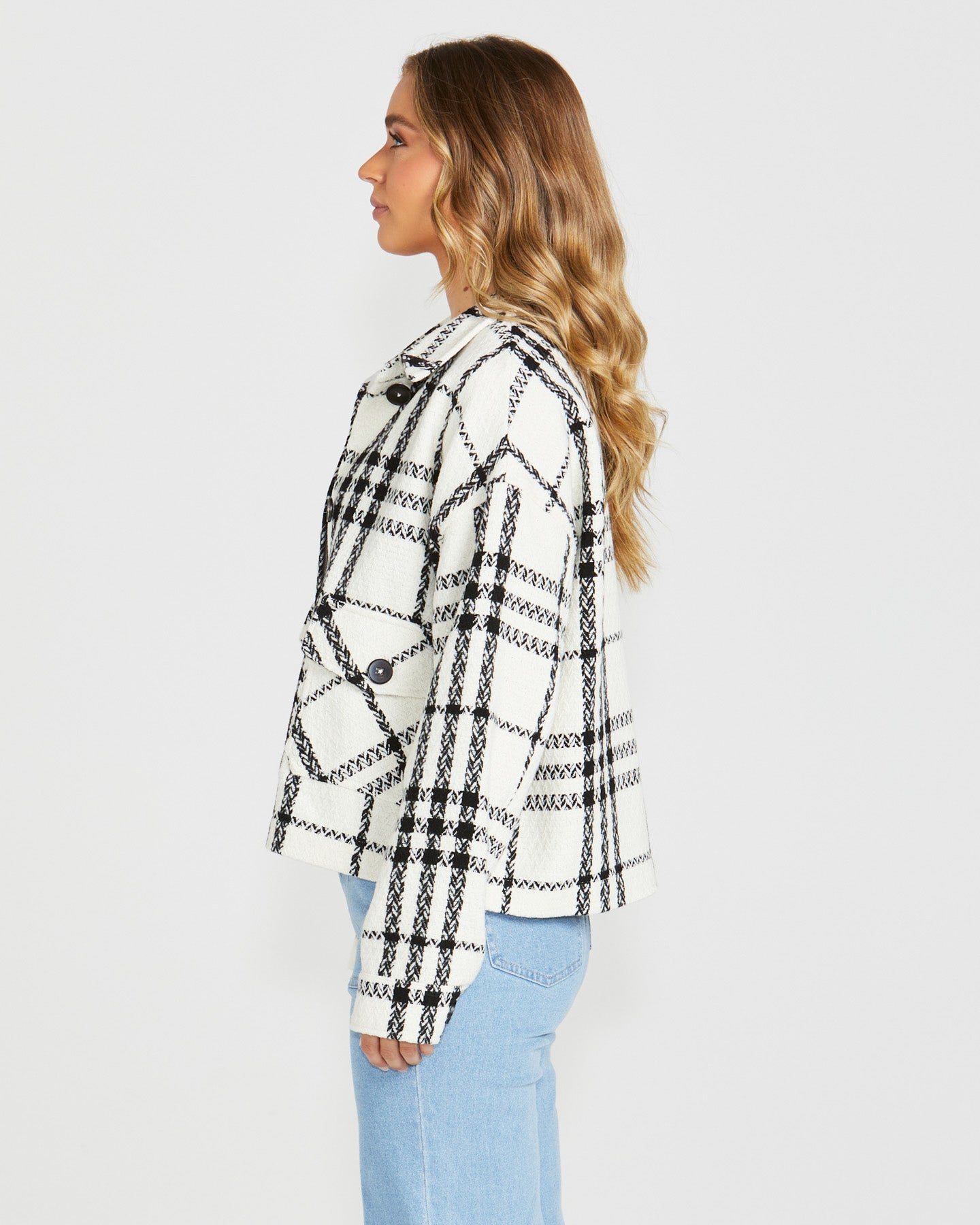 Shira Shacket | Cream Black/Check