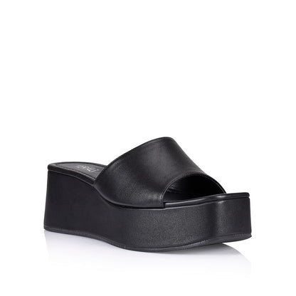 Millie Platform Slides | Smooth Black