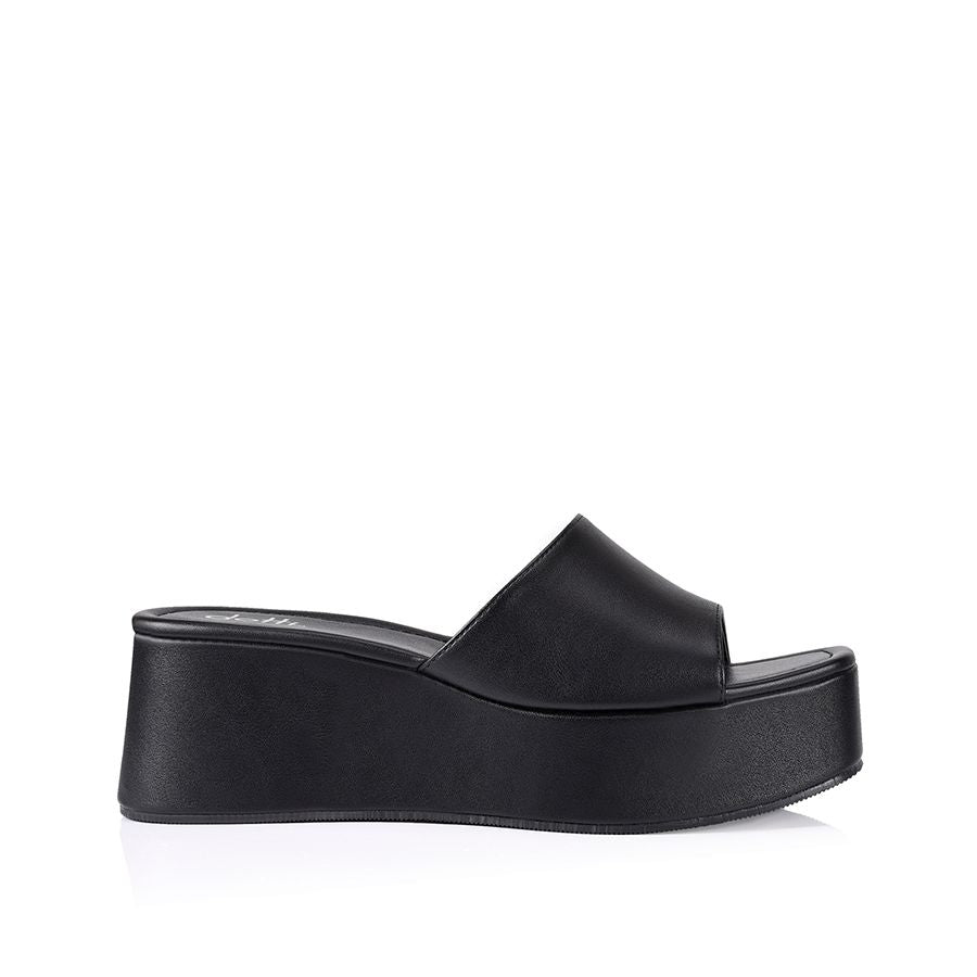 Millie Platform Slides | Smooth Black